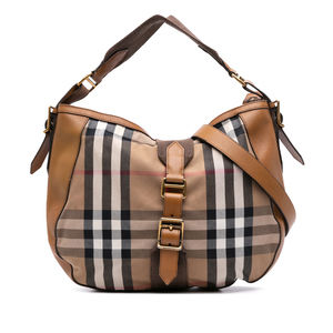 Pre-Loved Burberry House Check Canvas Ashwood Hobo